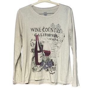 Unbranded long sleeve tee crew Napa California wine country gray women’s large